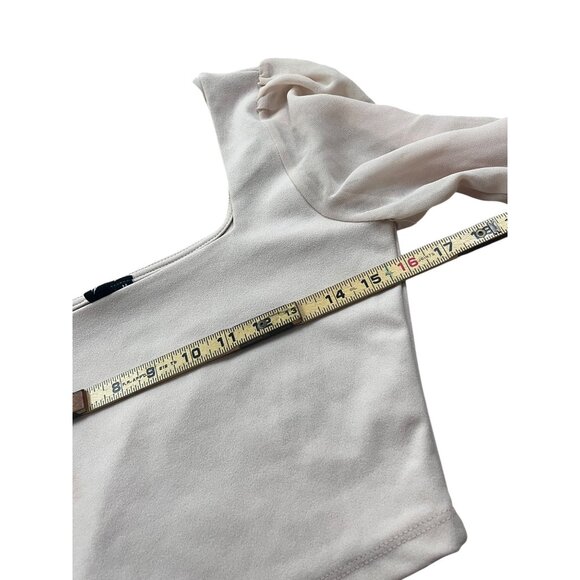 Windsor Y2K Milkmaid Crop Top Womens Medium Ivory Solid Balloon Sleeve Peasant - Picture 5 of 10